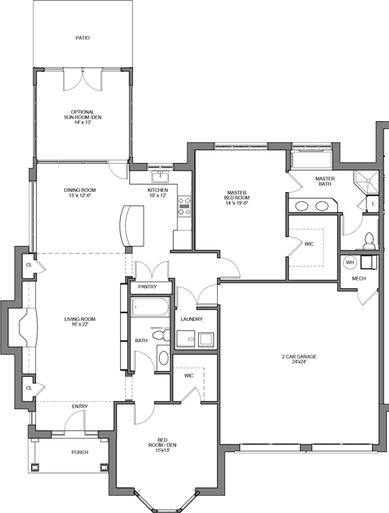 Deerberry 2D architectural floor plan drawing